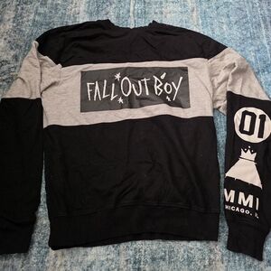 Fall Out Boy Black and Gray Crewneck Sweater